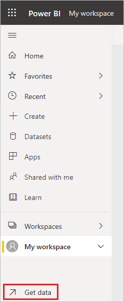 power bi dashboard get data button