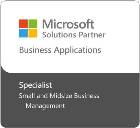Microsoft Solutions Partner for Business Applications, with a Specialist designation in Small and Midsize Business Management