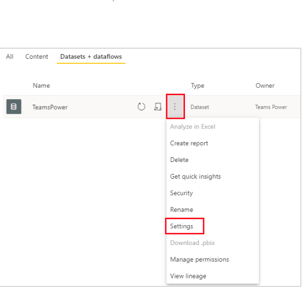 Power BI semantic model settings